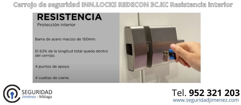 Cerrojo de seguridad INN.LOCKS REDECON 3C.KC resistencia interior